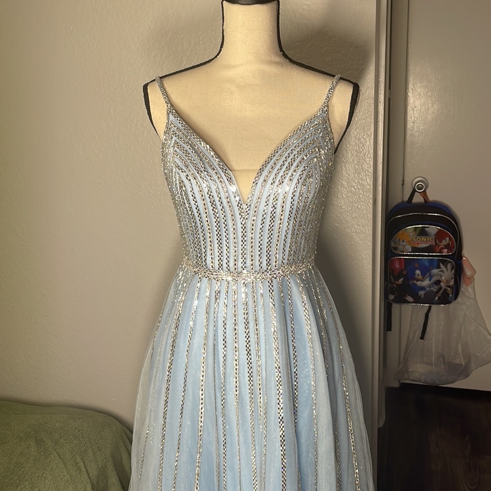Cinderella Divine- Long blue Dress with gemstones